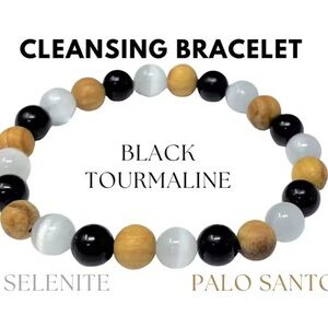Cleansing Bracelet with Black Tourmaline and Selenite